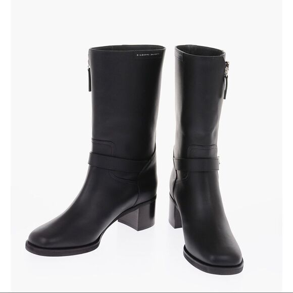 NWT Giuseppe Zanotti Esther Leather Mid-Calf Motorcycle Boots in Black 8 - Picture 9 of 17